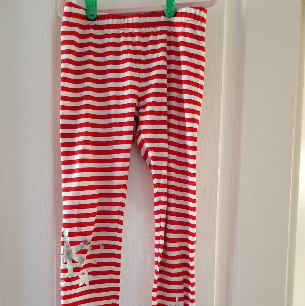 Girl's Candy cane stripped pants with silver snowflake